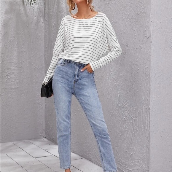 Boho striped drop shoulder long sleeve top - Picture 3 of 15